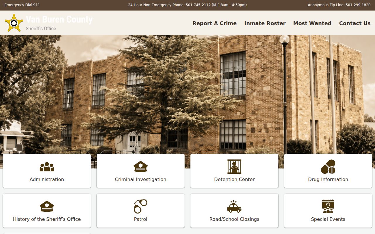 Official Sheriff's Office source for Van Buren County arrest records