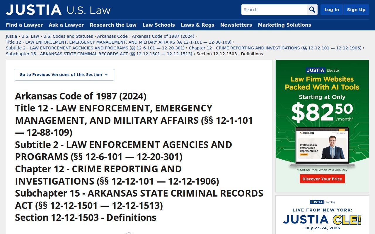 Arkansas conviction statute affecting Van Buren County arrest records
