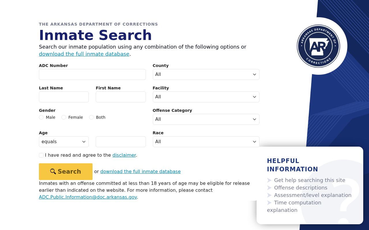 State custody search following Van Buren County booking records