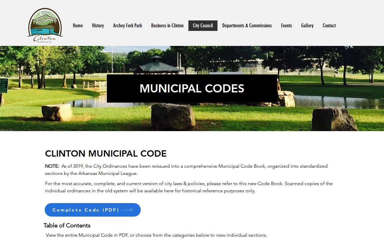 Clinton criminal records context in the official municipal code book