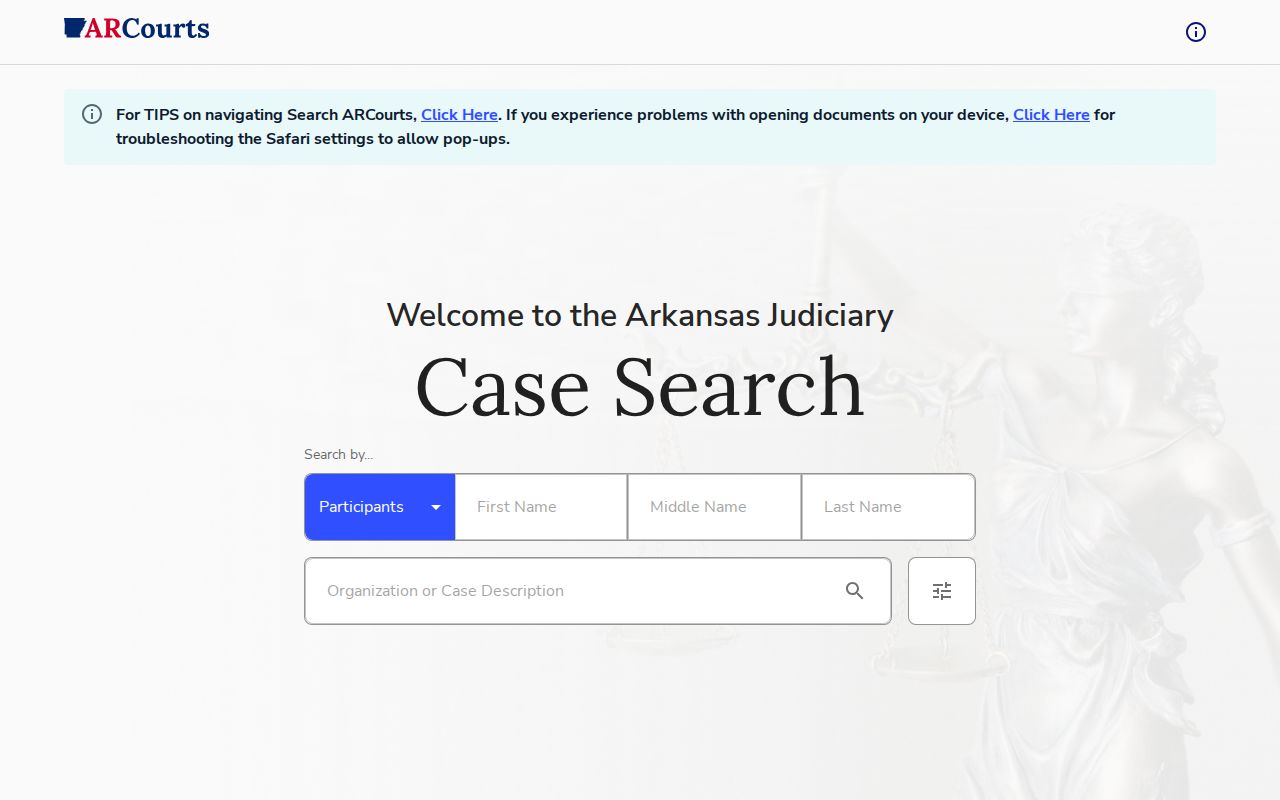 Van Buren County criminal history search through Search ARCourts